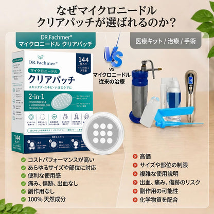 ✨✨DR.Fachmer® 2-in-1 マイクロニードル＆ハイドロコロイドパッチ🍀| 盛り上がったホクロ・ニキビ・扁平イボ・スキンタッグのケアに | シワ・ニキビ跡・肌の色ムラをケア | 目立たない透明パッチ（顔・体用）